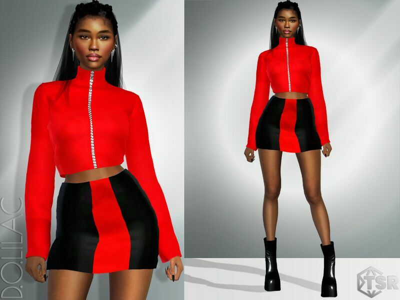 Crop Satin Jacket SET Sims 4 CC