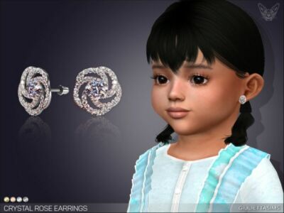 Crystal Rose Earrings For Toddlers By Feyona Sims 4 CC