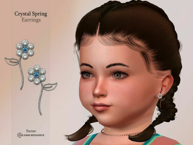 Crystal Spring Earrings Toddler By Suzue Sims 4 CC