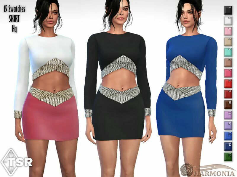 Crystal V-Shaped Mini Skirt By Harmonia Sims 4 CC