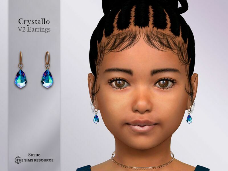 Crystallo V2 Earrings Child By Suzue Sims 4 CC