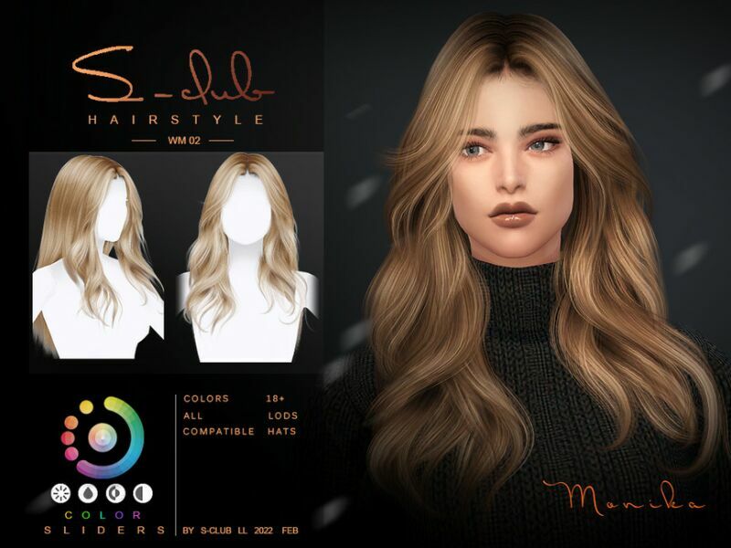 Curly Long Hairstyle By S-Club By S-Club Sims 4 CC