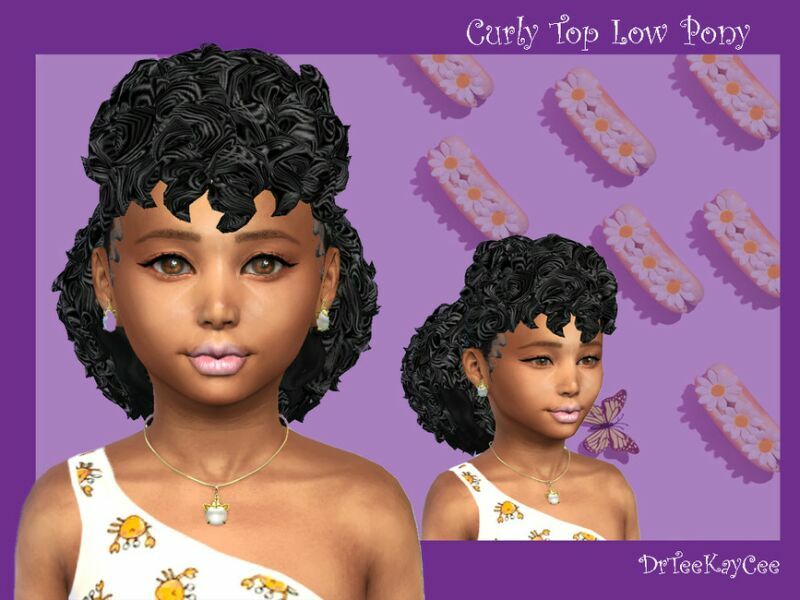 Curly TOP LOW Pony – Child By Drteekaycee Sims 4 CC