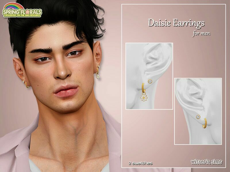 Daisie Earrings For MEN By Wisteriasims Sims 4 CC