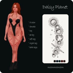 Daisy Planet Tattoo Female By Moonmoonsim Sims 4 CC