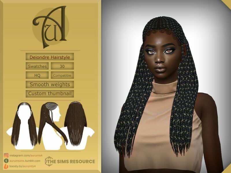 Deiondre – Braided Hairstyle By Aurummusik Sims 4 CC