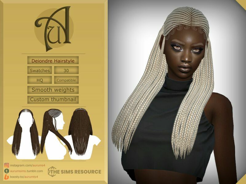 sims 4 cc deiondre braided hairstyle by aurummusik 2