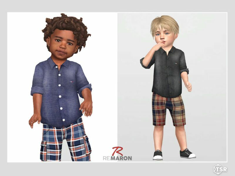 sims 4 cc denim shirt 01 for toddler by remaron 2