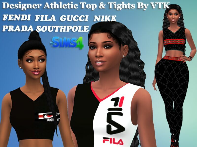 Designers’ Athletic TOP & Tights SET By VTK Sims 4 CC