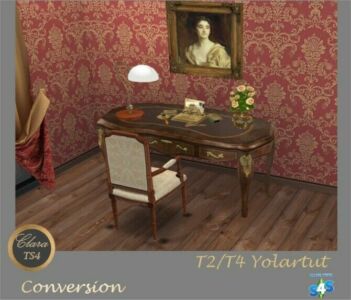 Desk + Chair Yolartut Conversion By Clara Sims 4 CC