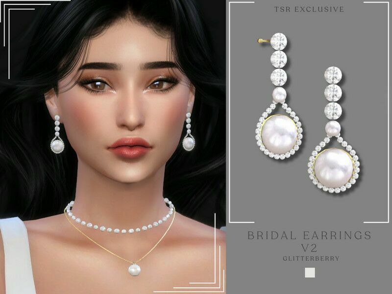 Diamond Bridal Earrings 2 Sims 4 CC