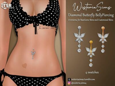 Diamond Butterfly Belly Button Piercing / Accessories Sims 4 CC