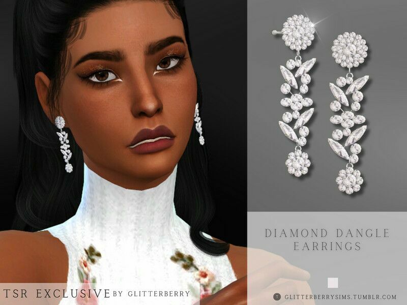 – Diamond Dangle Earrings Sims 4 CC