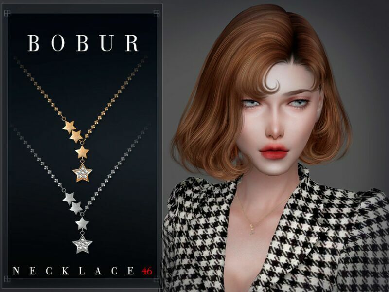 sims 4 cc diamond pearl star necklace by bobur3 2