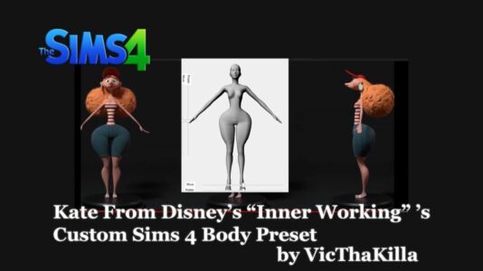 Disney’S Kate From Inner Workings & HER Custom Body Preset Free Download By VTK Sims 4 CC