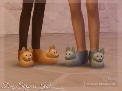 DOG Slippers Kids By Dissia Sims 4 CC