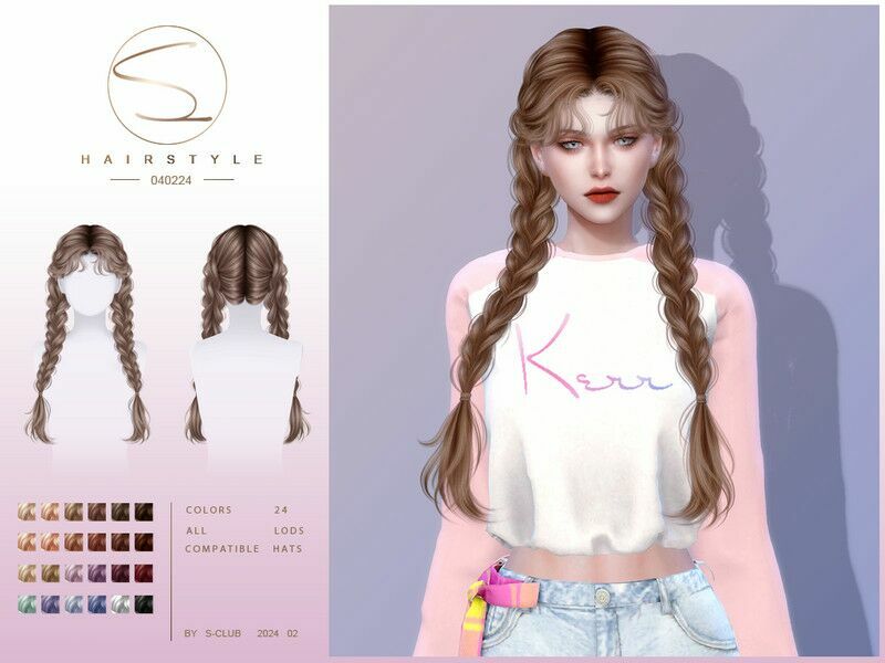 Double Braid Hair 040224 Sims 4 CC