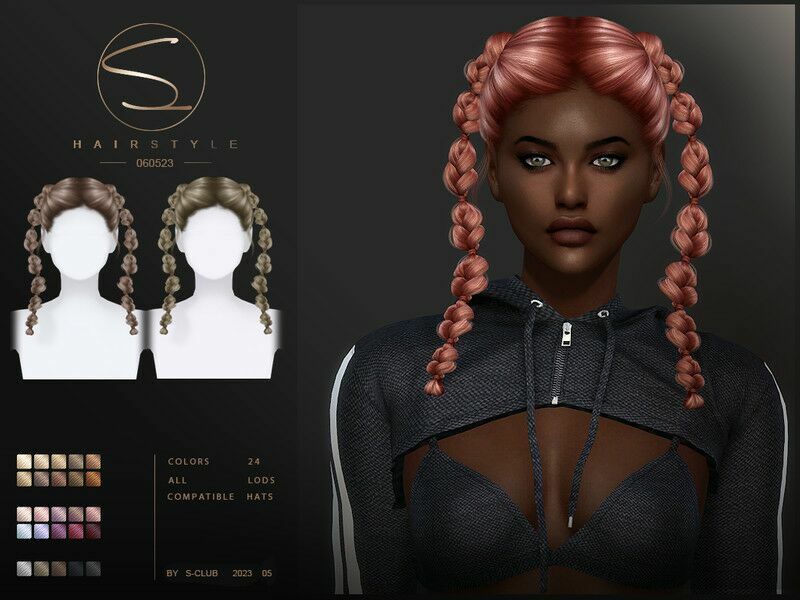 Double Braid Hairstyle 060523 (Sarah) By S-Club For / Female Sims 4 CC