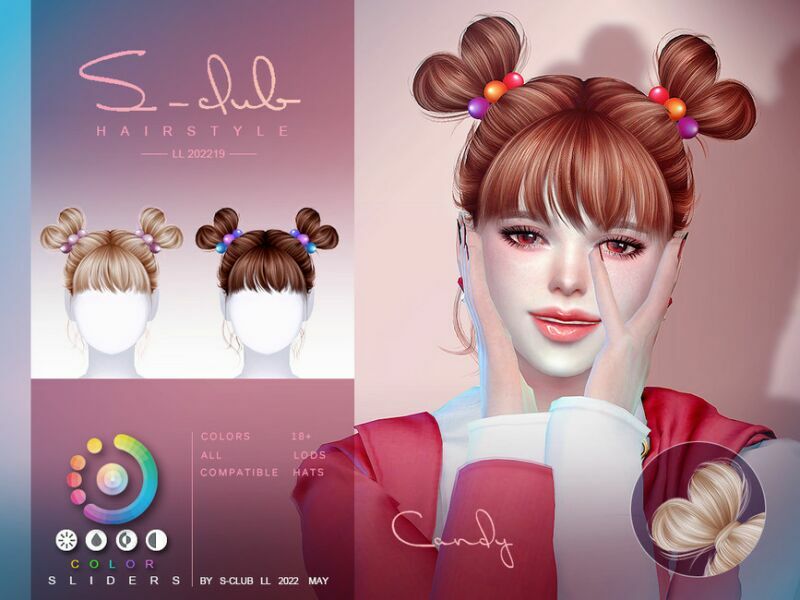 Double-Buns(Candy) By S-Club Sims 4 CC