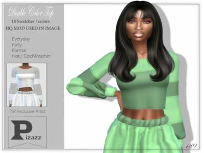 Double Color TOP By Pizazz Sims 4 CC