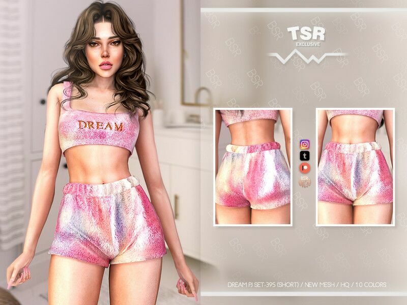 Dream PJ SET-395 (Short) BD1074 By Busra-Tr Sims 4 CC