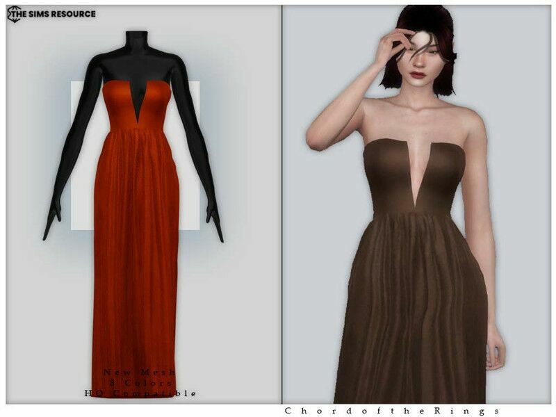 Dress NO.164 By Chordoftherings Sims 4 CC