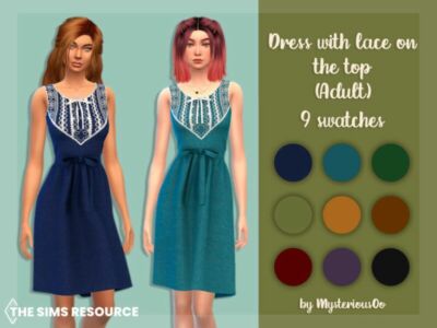 Dress With Lace ON The TOP Adult By Mysteriousoo Sims 4 CC