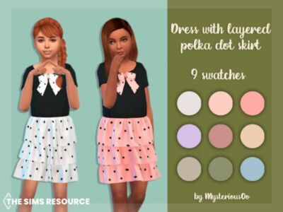 Dress With Layered Polka DOT Skirt By Mysteriousoo Sims 4 CC