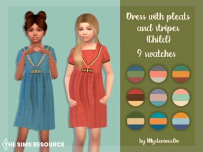 Dress With Pleats And Stripes Child By Mysteriousoo Sims 4 CC