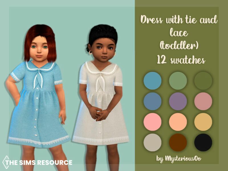 Dress With TIE SND Lace Toddler By Mysteriousoo Sims 4 CC Download