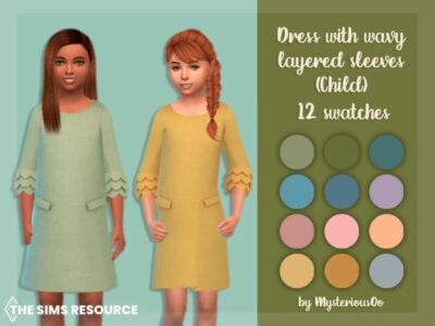 Dress With Wavy Layered Sleeves Child By Mysteriousoo Sims 4 CC