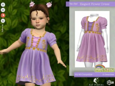 Elegant Flower Dress- Toddler By Katpurpura Sims 4 CC