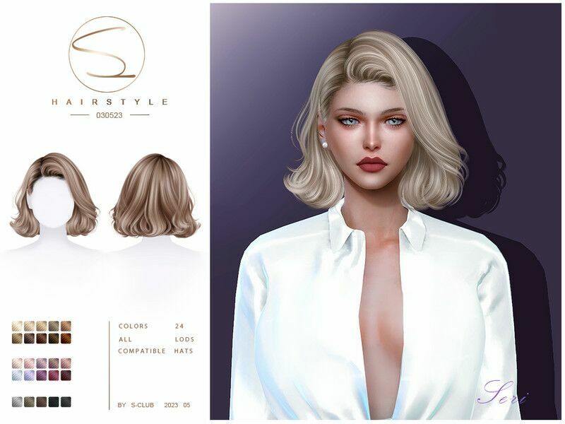 ‘Elegant Hairstyle 030523 For / Female By S-Club’ Sims 4 CC