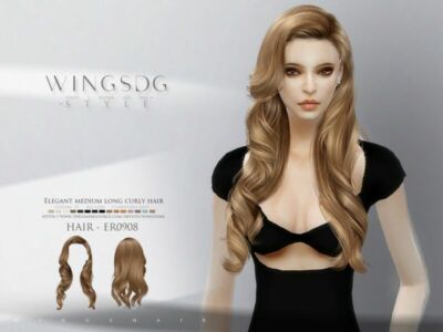 Elegant Medium Long Curly Hair ER0908 By Wingssims Sims 4 CC