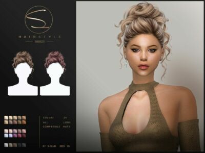 Elegant Updo Hairstyle For Females By S-Club Sims 4 CC