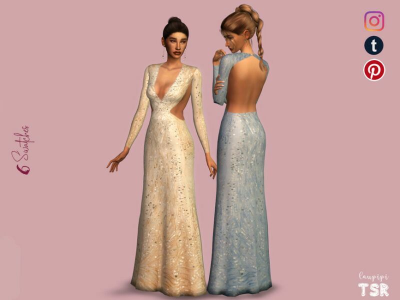 Embellished Dress – MDR26 By Laupipi Sims 4 CC