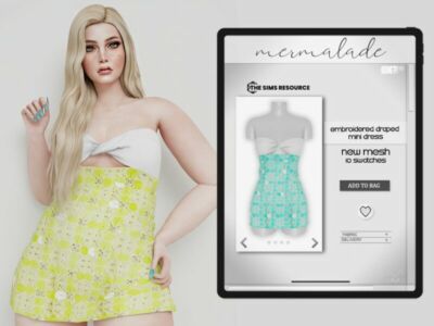 Embroidered Draped Mini Dress MC419 By Mermaladesimtr Sims 4 CC