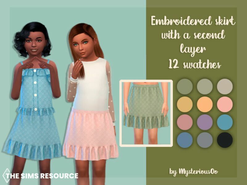 Embroidered Skirt With A Second Layer By Mysteriousoo Sims 4 CC