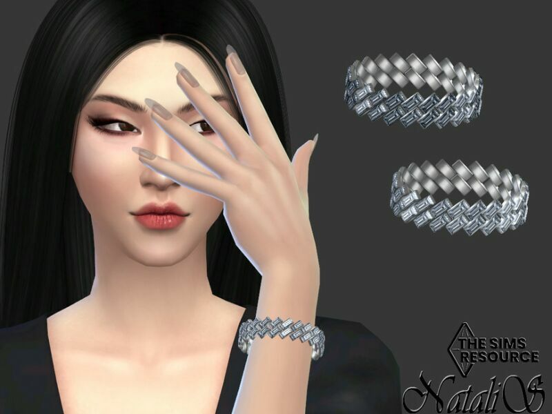 Emerald CUT GEM Link Bracelet By Natalis Sims 4 CC