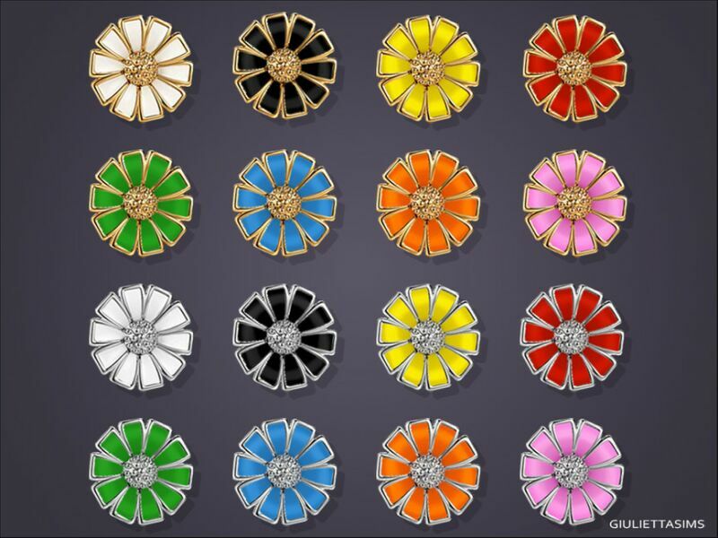 sims 4 cc enamel daisy earrings by feyona 2