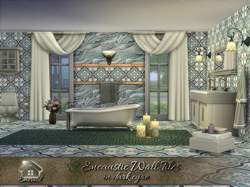 sims 4 cc encaustic wall tiles by emerald 2