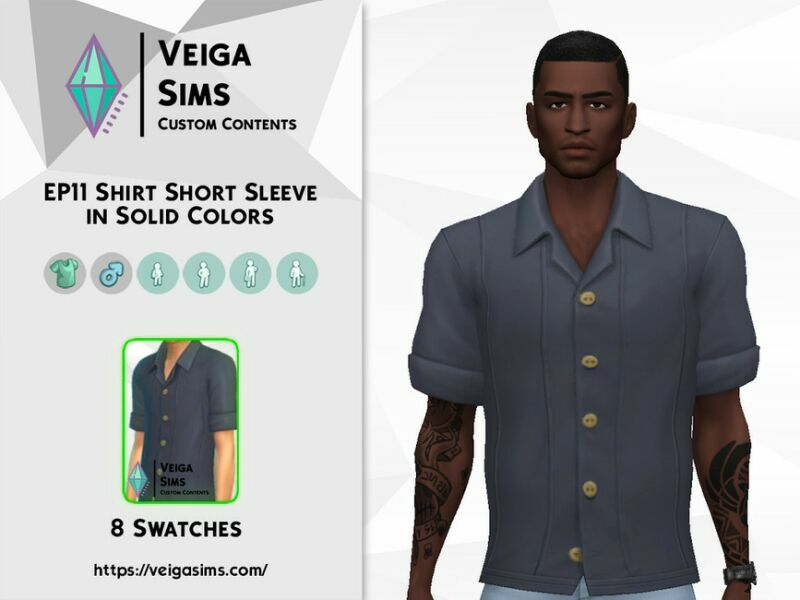 sims 4 cc ep11 shirt short sleeve in solid colors 2