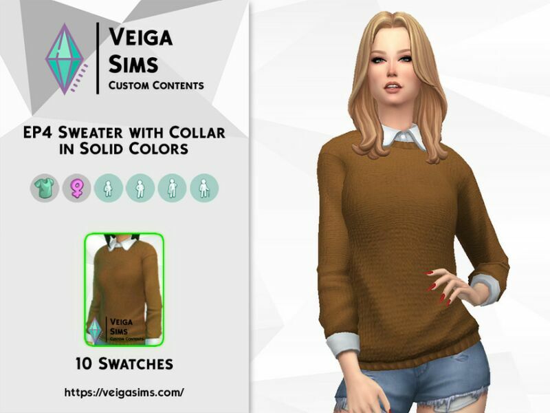 EP4 Sweater With Collar In Solid Colors Sims 4 CC