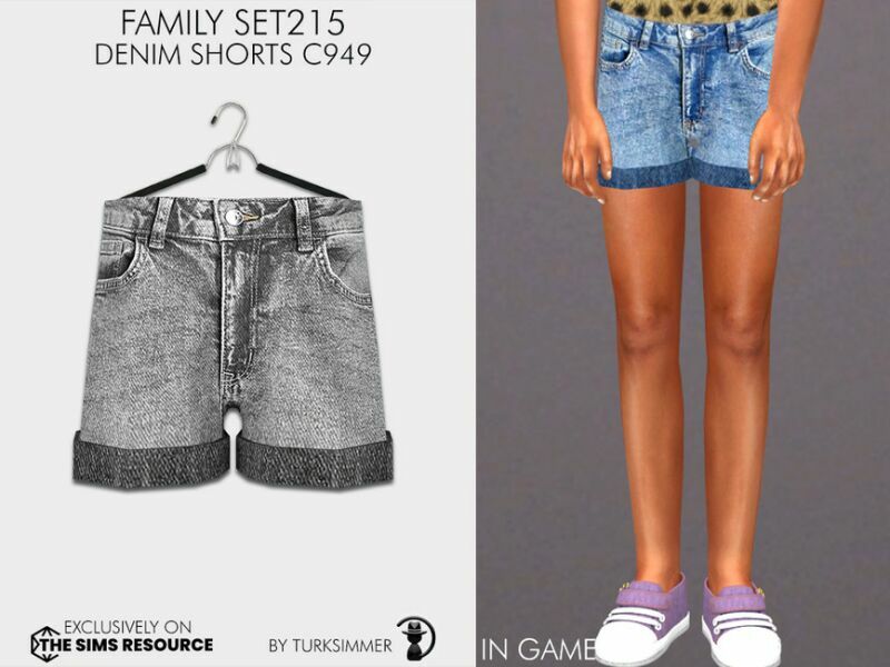 sims 4 cc family set215 denim shorts c949 by turksimmer 2