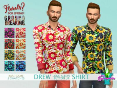 Ffsg Drew Button UP Shirt By Simmiev Sims 4 CC