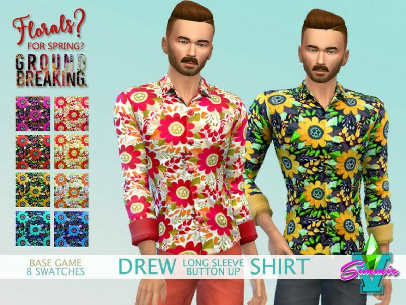 Ffsg Drew Button UP Shirt By Simmiev Sims 4 CC