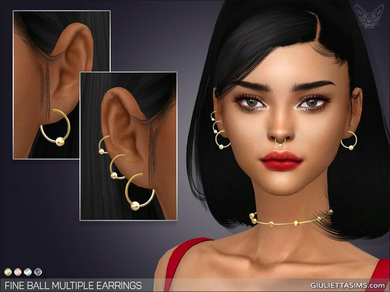 Fine Ball Multiple Earrings By Giulietta Sims 4 CC