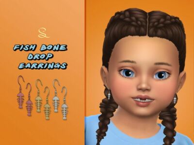 Fish Bone Drop Earrings For Toddlers By Simlasya Sims 4 CC