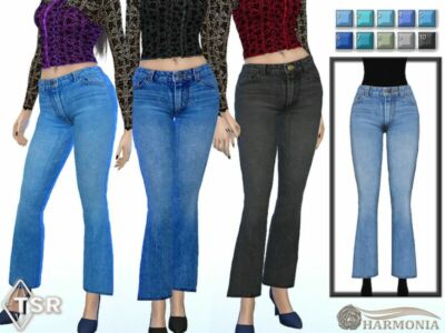 Flirty Crop Flare Jeans By Harmonia Sims 4 CC