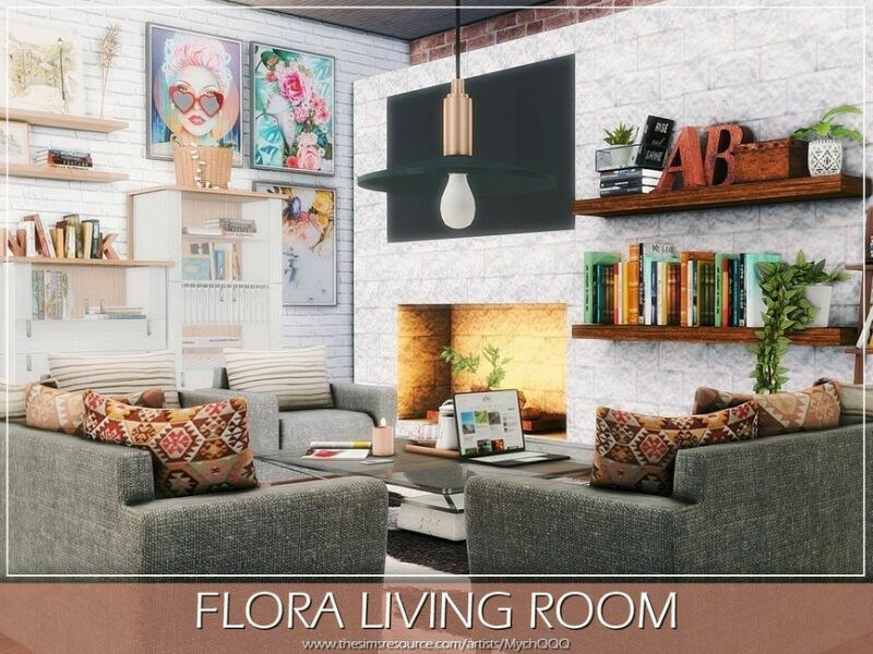 sims 4 cc flora living room by mychqqq 6